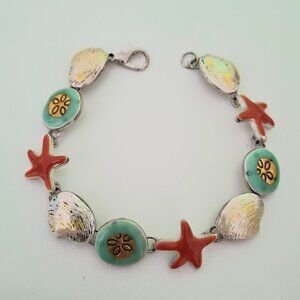 Starfish Shell & Sand dollar enamel bracelet